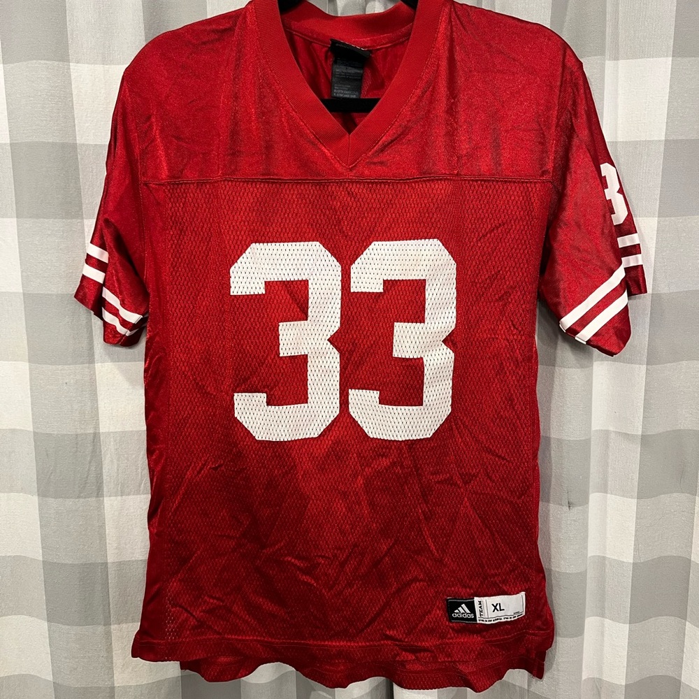 Adidas Men's Scarlet and White Sports Jersey